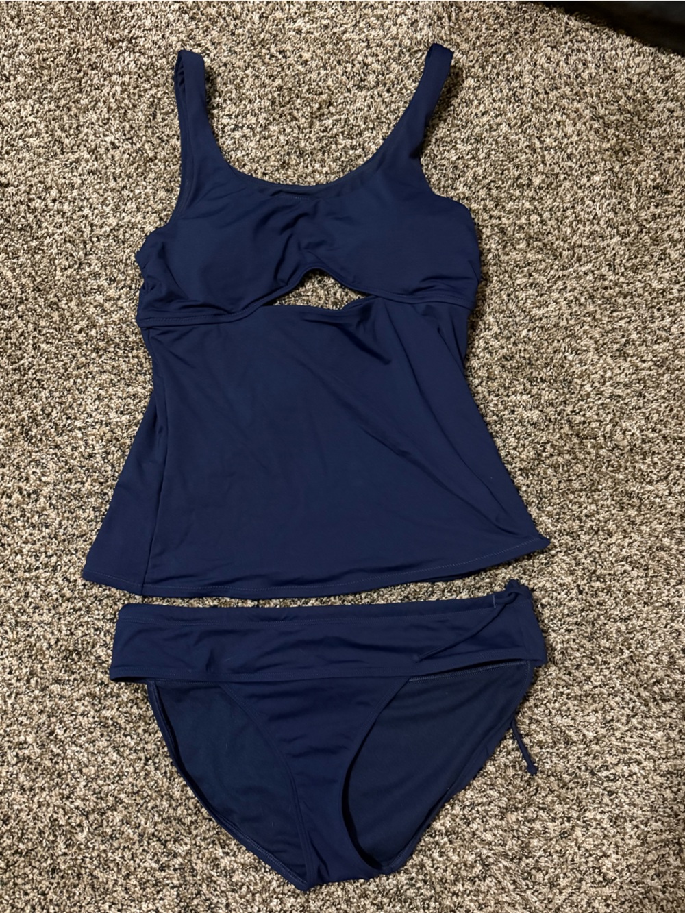 Athleta Navy Blue Tankini with Classic Bikini Bottom